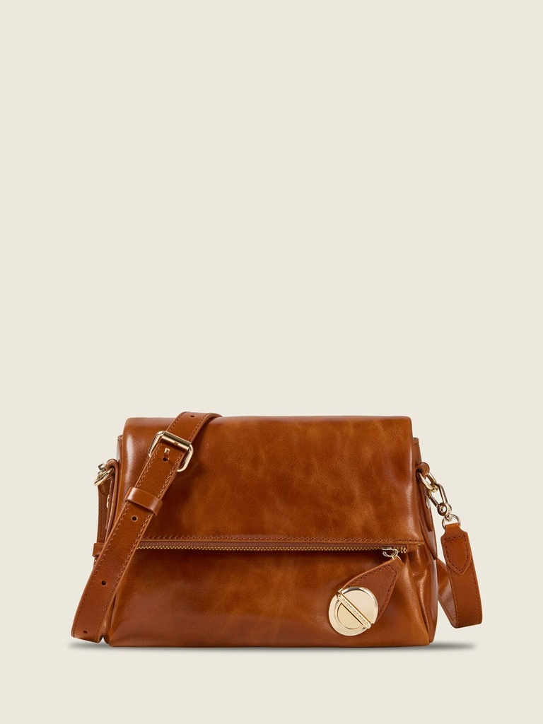 Sac bandoulière Paul Marius Bernadette Pochette en cuir vernis cognac