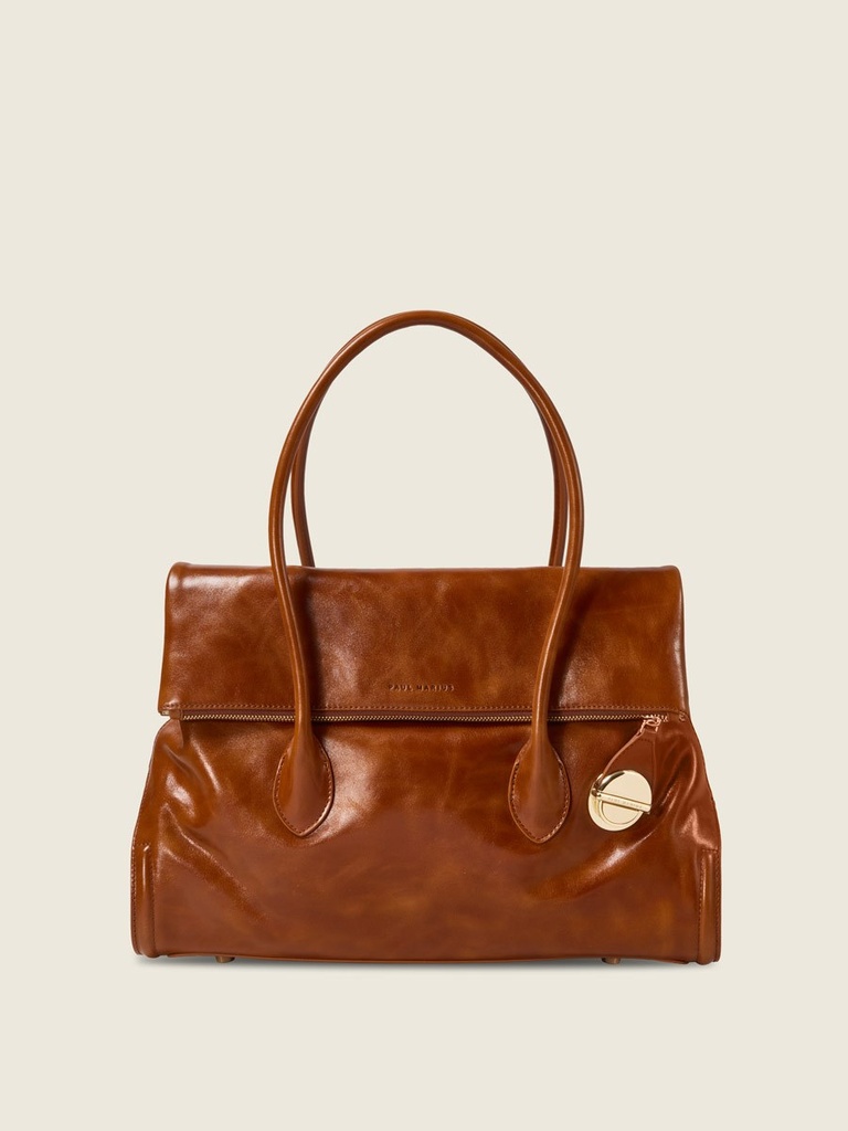 Sac à main Paul Marius Bernadette en cuir vernis cognac