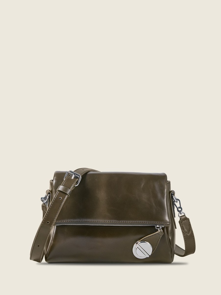 Sac bandoulière Paul Marius Bernadette Pochette en cuir vernis vert kaki