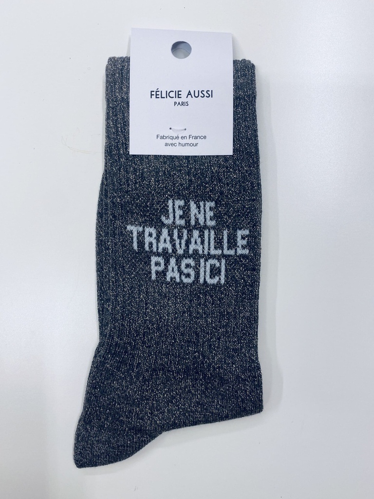 [CHAUSSETTES-JE-NE-TRAVAILLE-PAS-ICI-PAILLETTES] Chaussettes - Félicie Aussi - Je ne travaille pas ici - Paillettes - 36/40