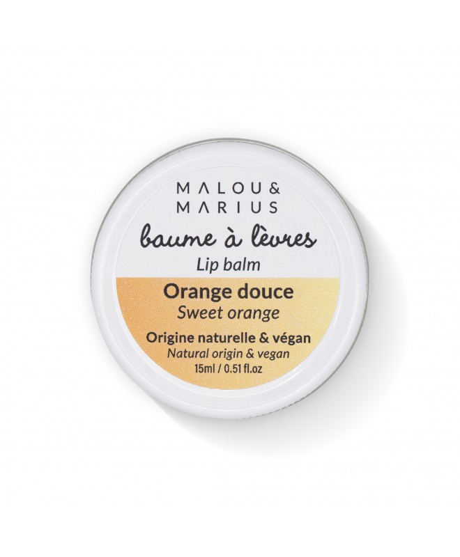 Baume à lèvres 100% naturel - Malou & Marius - Senteur orange douce