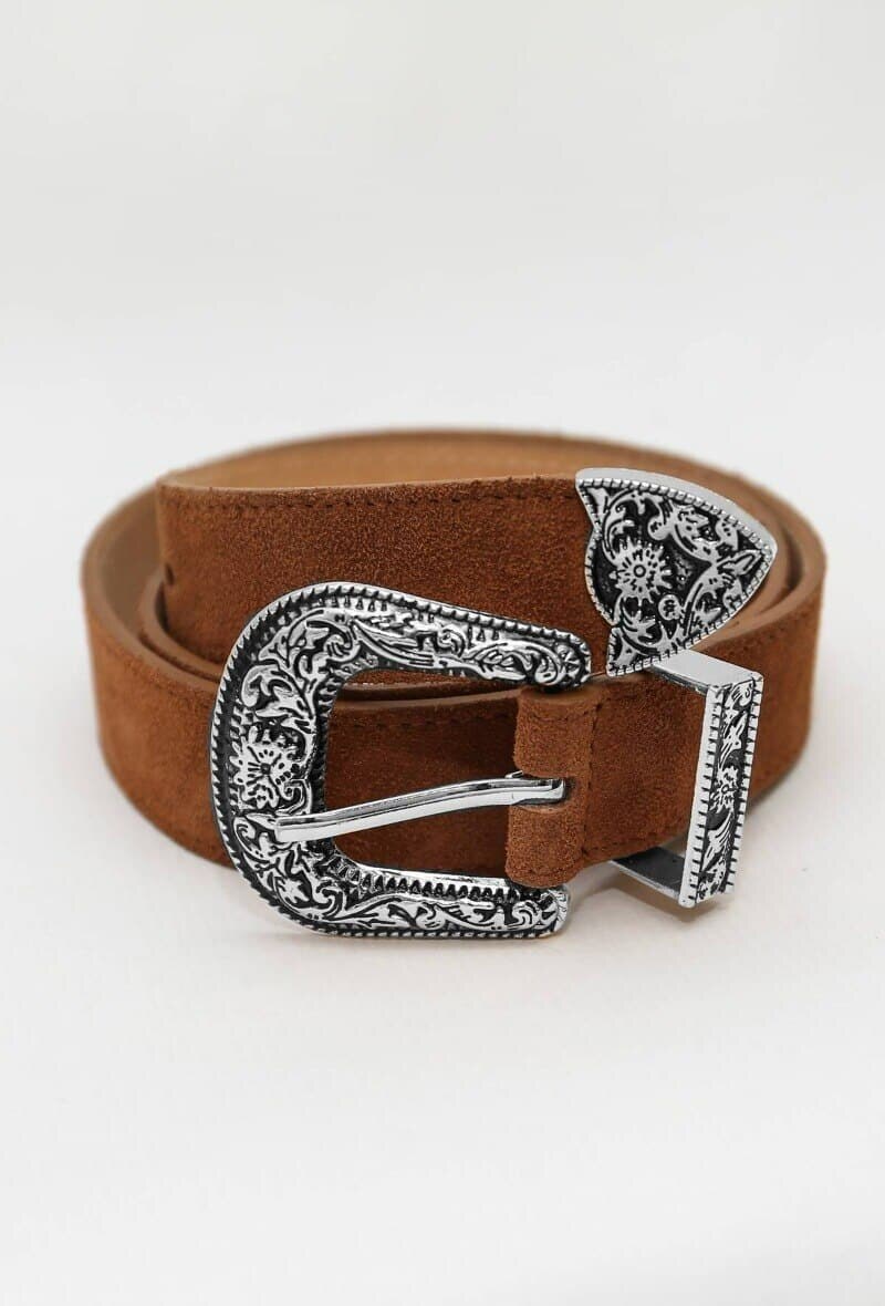 Ceinture en cuir avec boucle - Florence - Camel