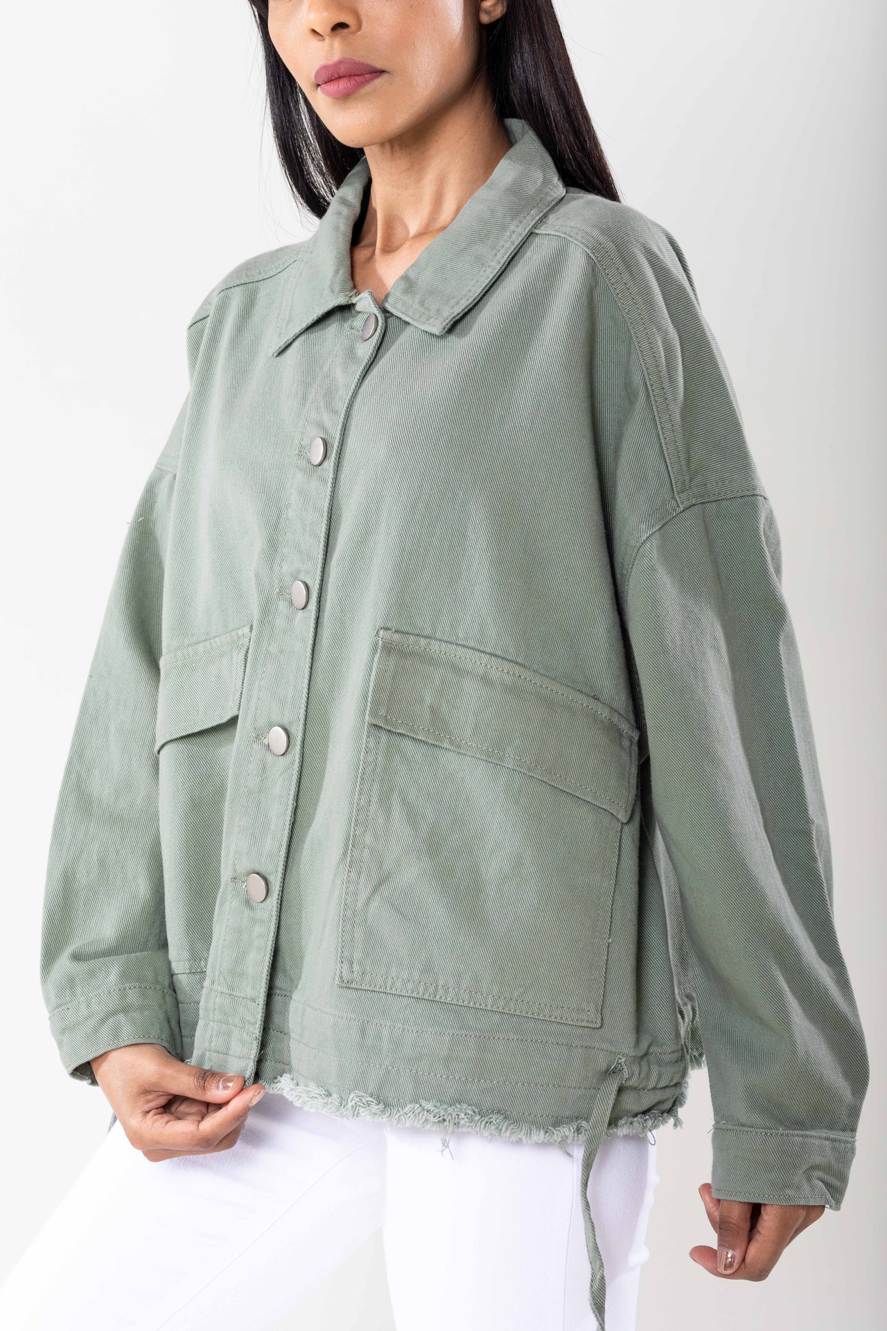 Veste en jeans oversized - Zoé - kaki