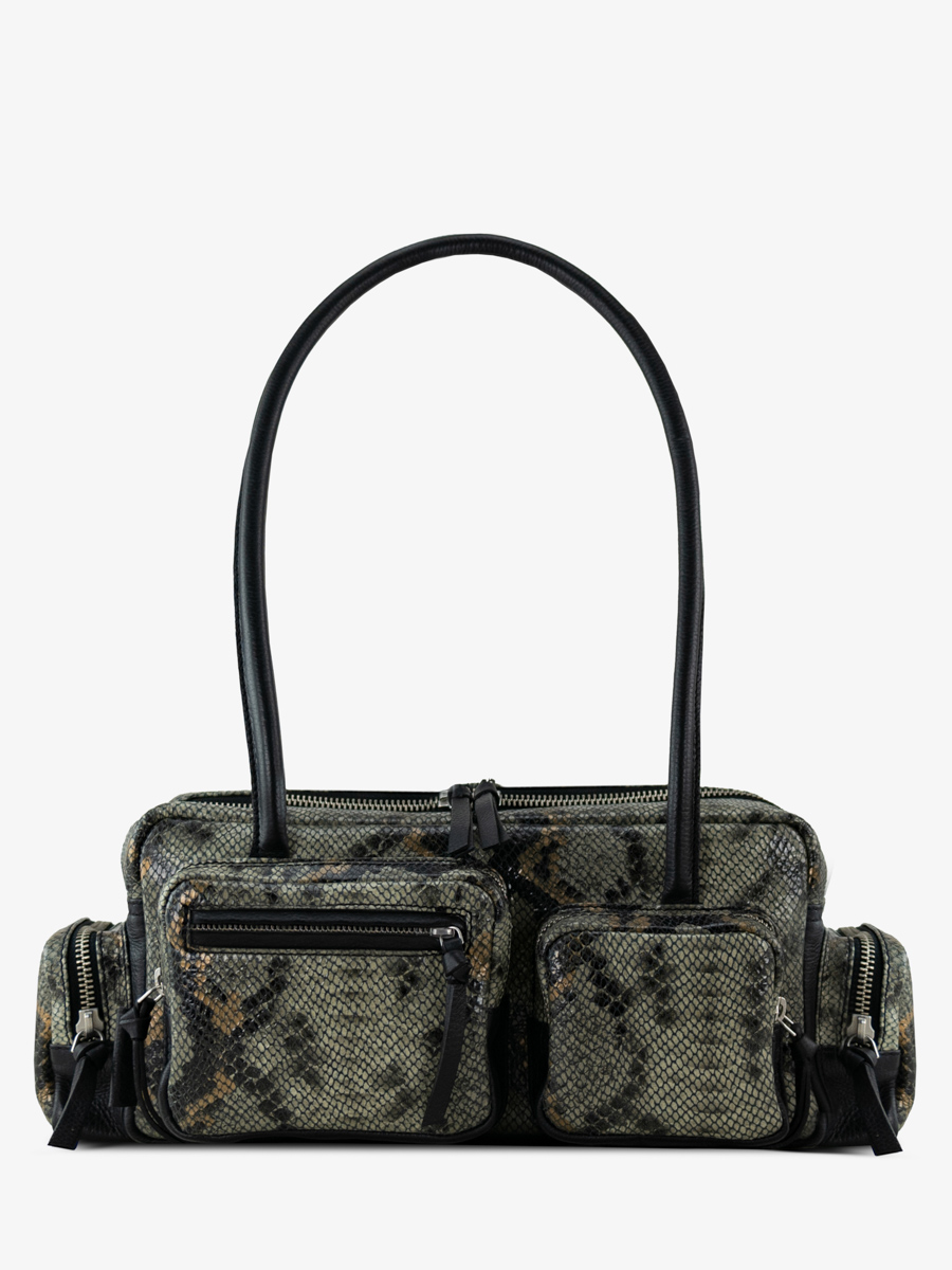 Sac multipoches Paul Marius LeBasset 90's en cuir python gris et noir