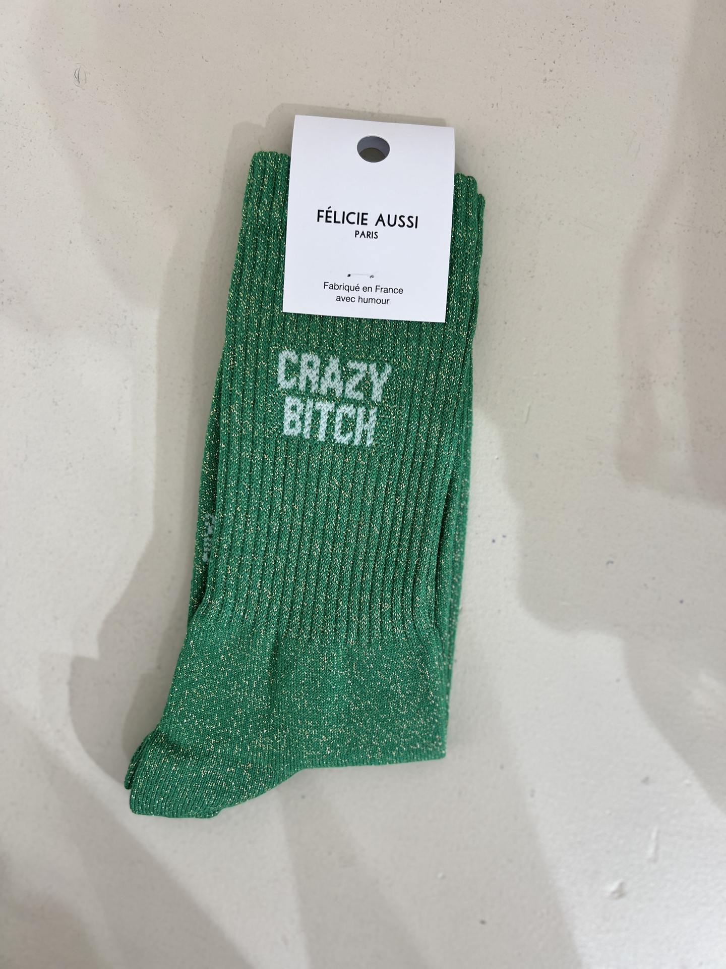 Chaussettes - Félicie Aussi - CRAZY BITCH paillettes vert 36/40