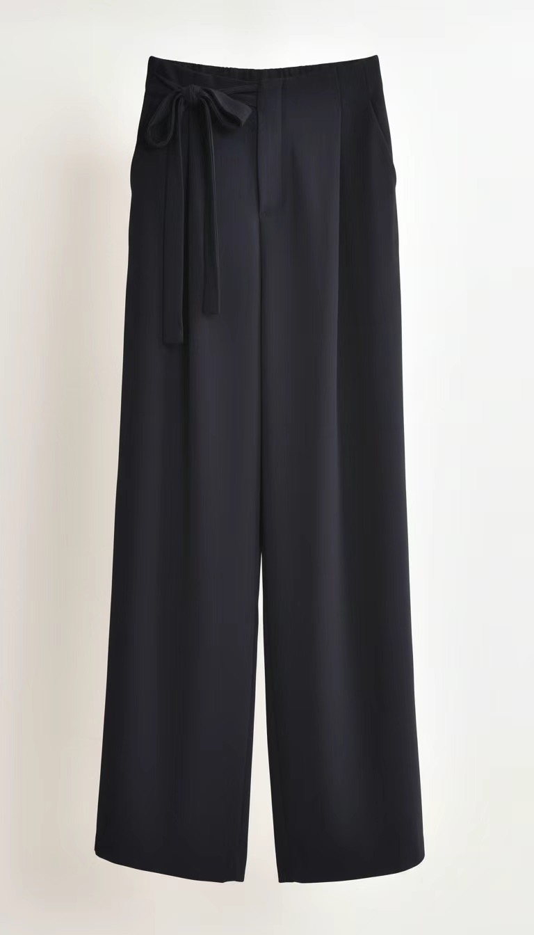 Pantalon de tailleur à nouer avec élastique au dos - Tara - Marine