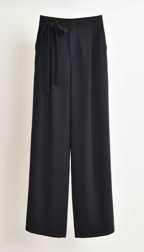 Pantalon de tailleur à nouer avec élastique au dos - Tara - Marine