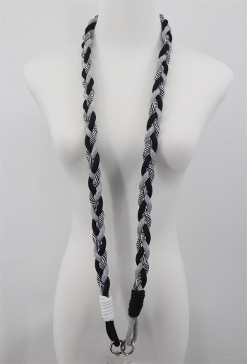 Sangle de téléphone en corde - Tresse bicolore - Noir