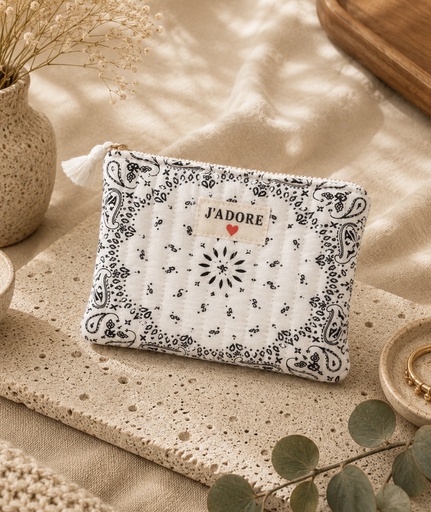 Pochette en coton - J'adore - Bandana Beige