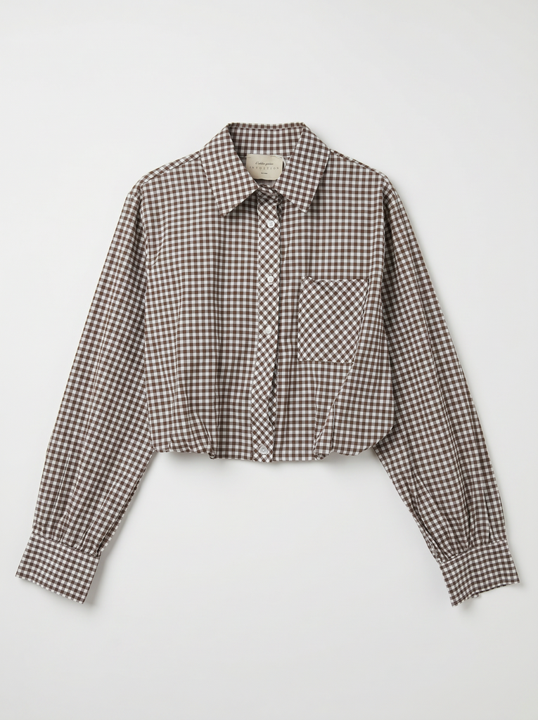 Chemise courte vichy - Chocolat