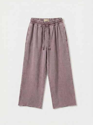 Pantalon jogging en coton délavé - Chocolat