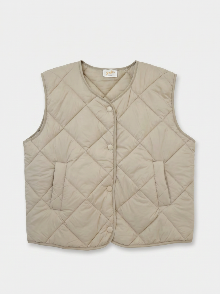 Gilet matelassé sans manches - Écru