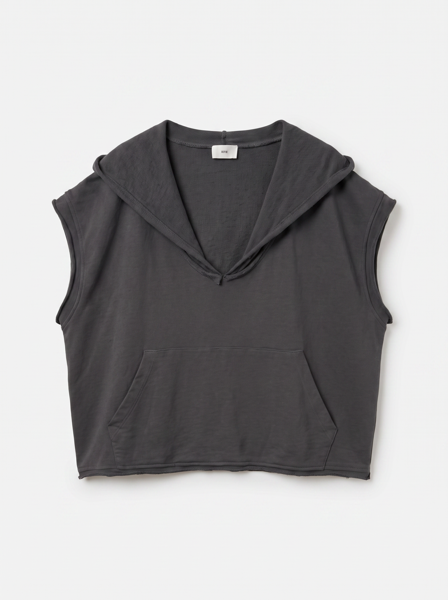 Sweat à capuche sans manches délavé - Gris fumé