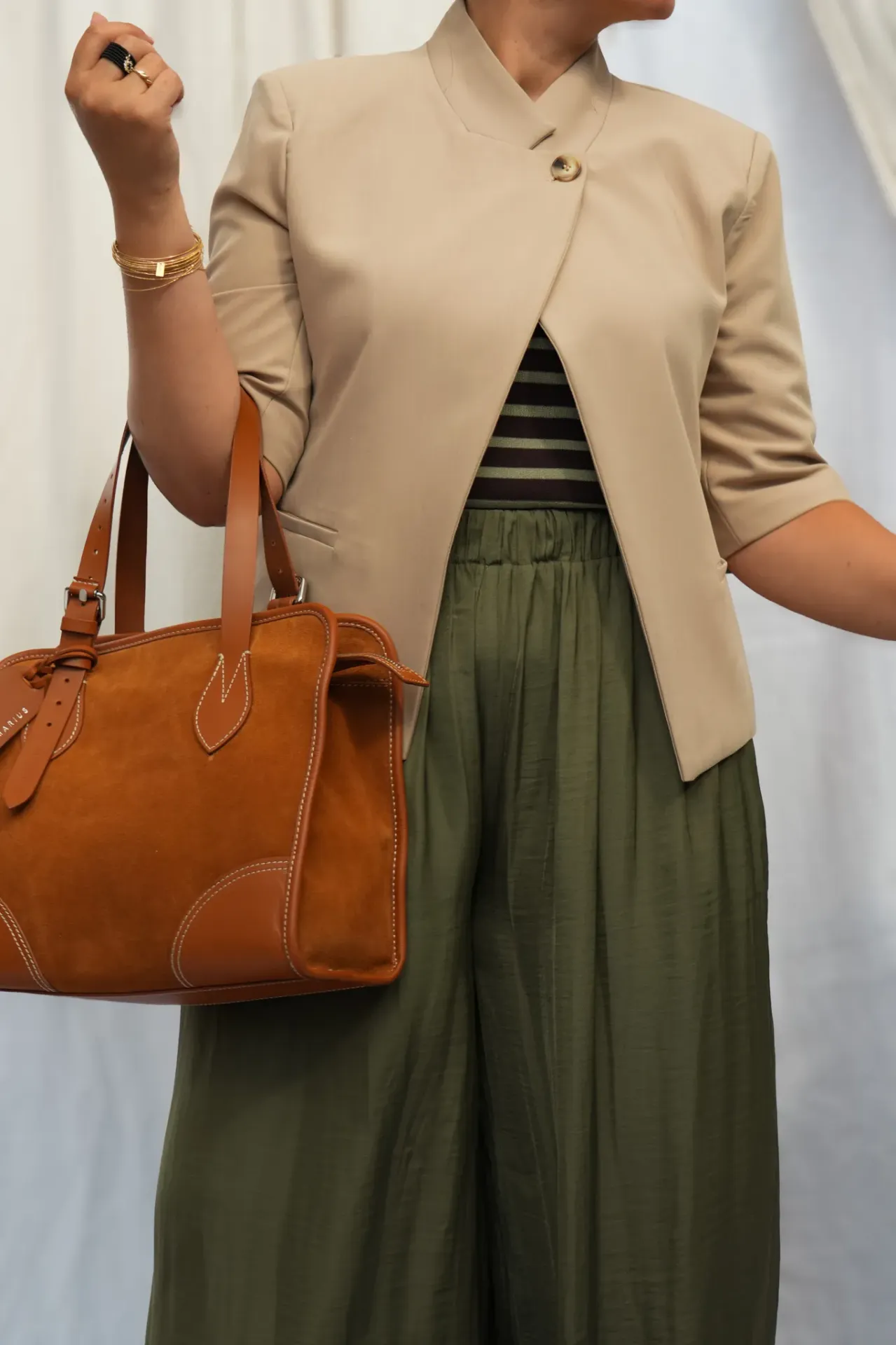 Veste courte col officier - Beige