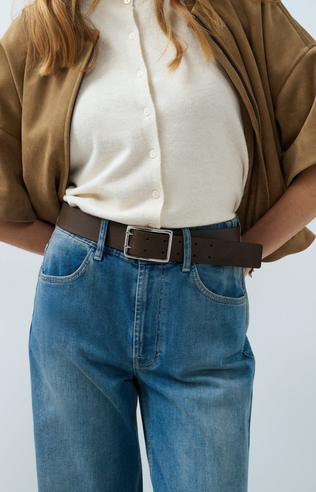 Ceinture en cuir avec boucle - YAYA - Black