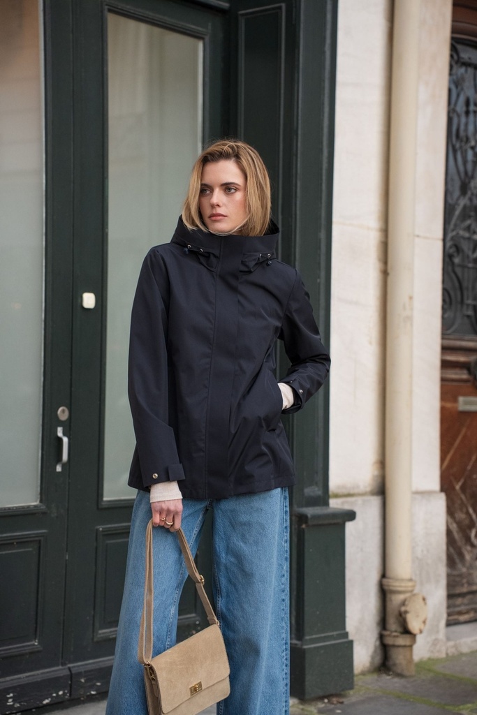 Veste imperméable à col montant - Marine