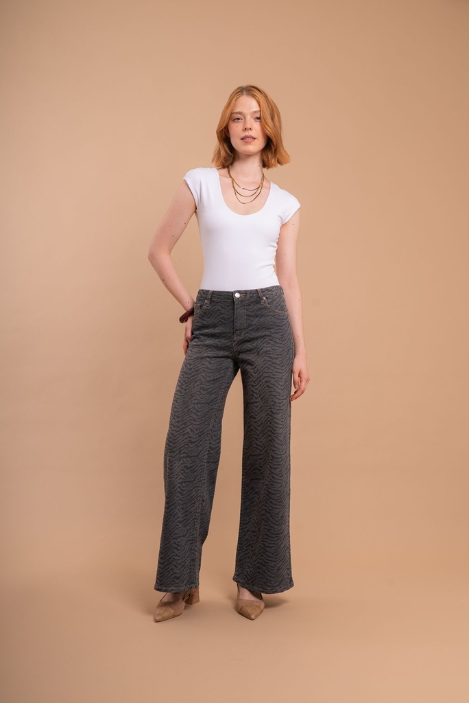 Wide leg en coton - Gris