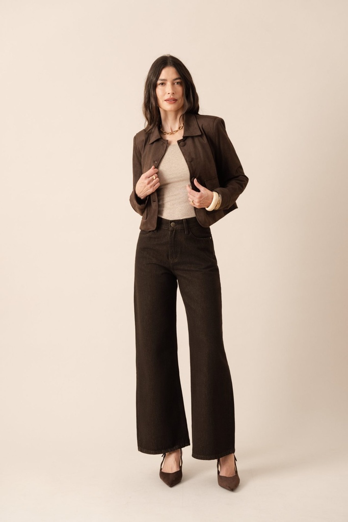 Jeans wide leg - Logan - Brut chocolat