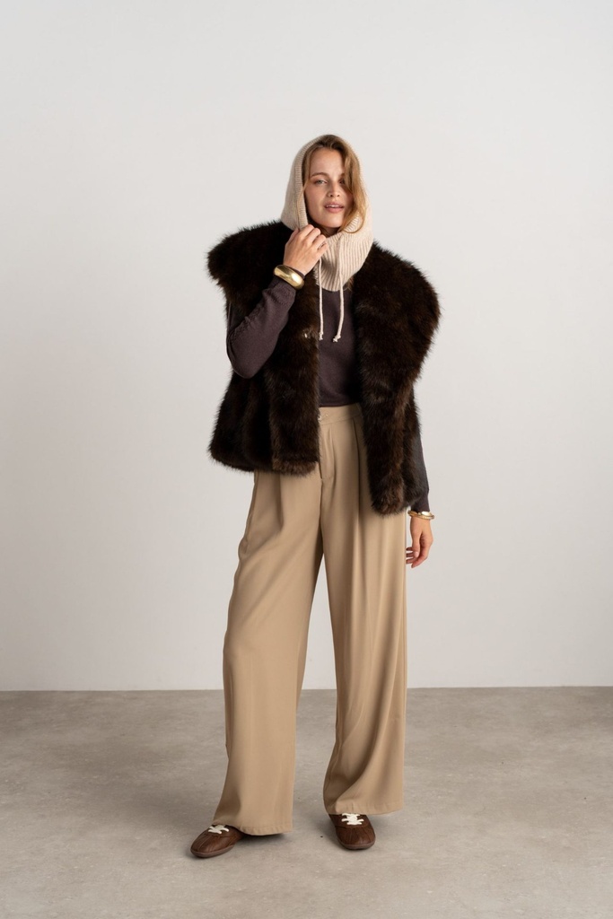 Pantalon de tailleur fluide avec plis plats - Pina - Camel
