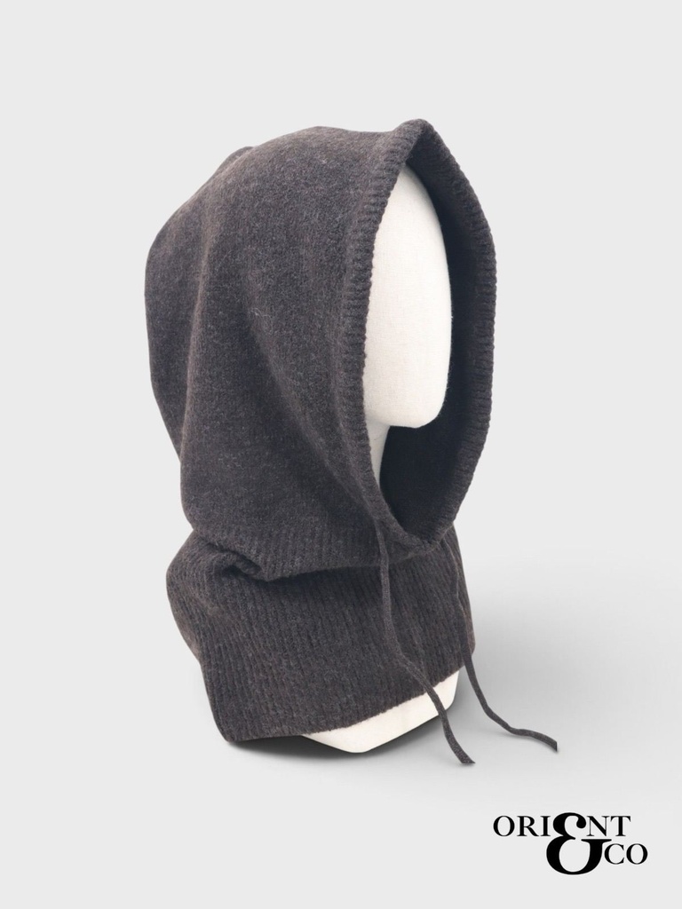 Cagoule en maille à cordons - Chocolat