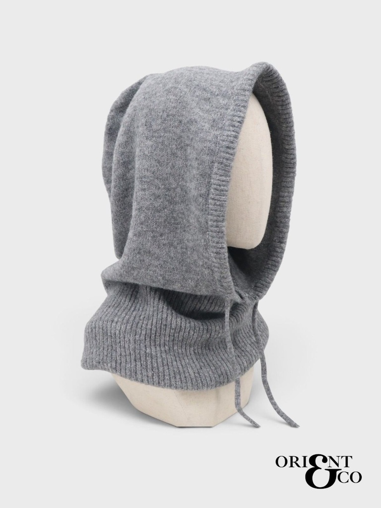 Cagoule en maille à cordons - Gris