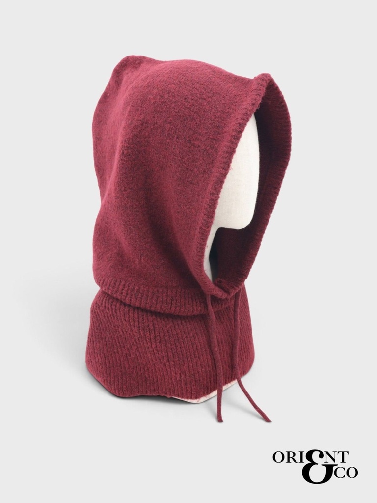 Cagoule en maille à cordons - Bordeaux