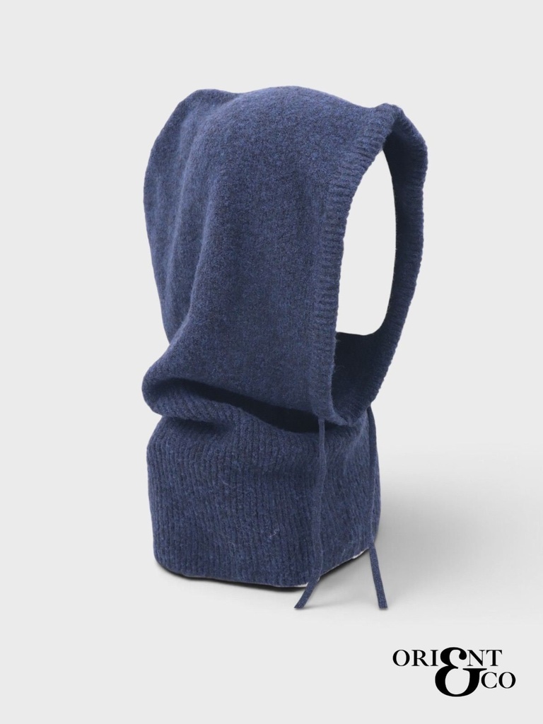 Cagoule en maille à cordons - Marine