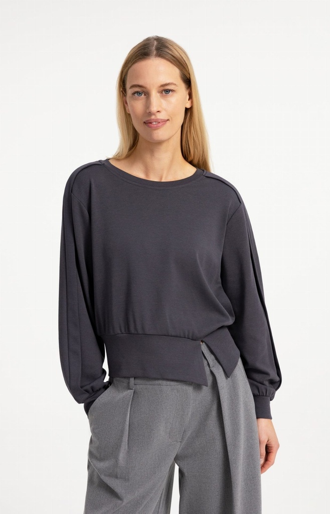 Pull léger avec ceinture et détails plissés - YAYA - Hole Black