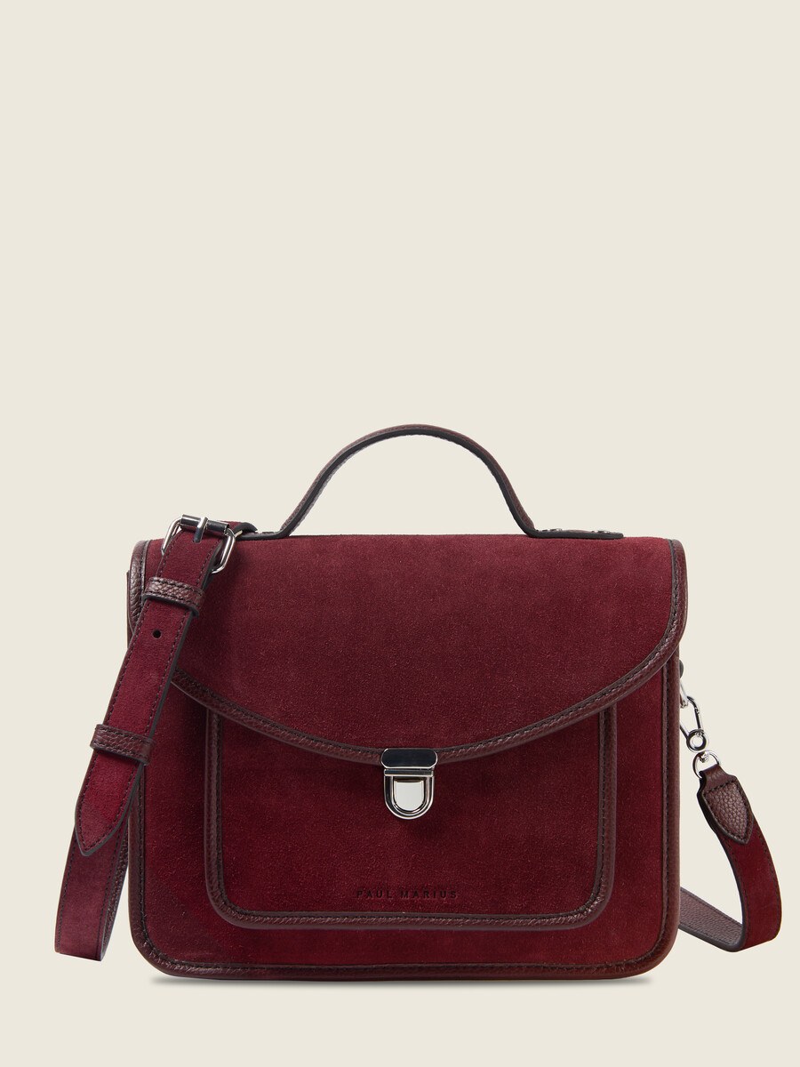 Sac à main en cuir de vachette suédé Aubergine Velours - Mademoiselle George