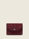 Porte-monnaie en cuir de vachette suédé Aubergine Velours - Basile