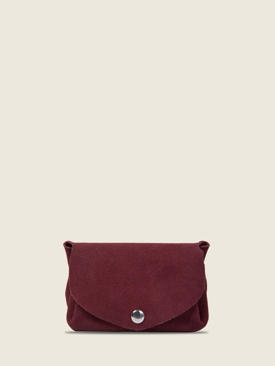 Porte-monnaie en cuir de vachette suédé Aubergine Velours - LeGustave