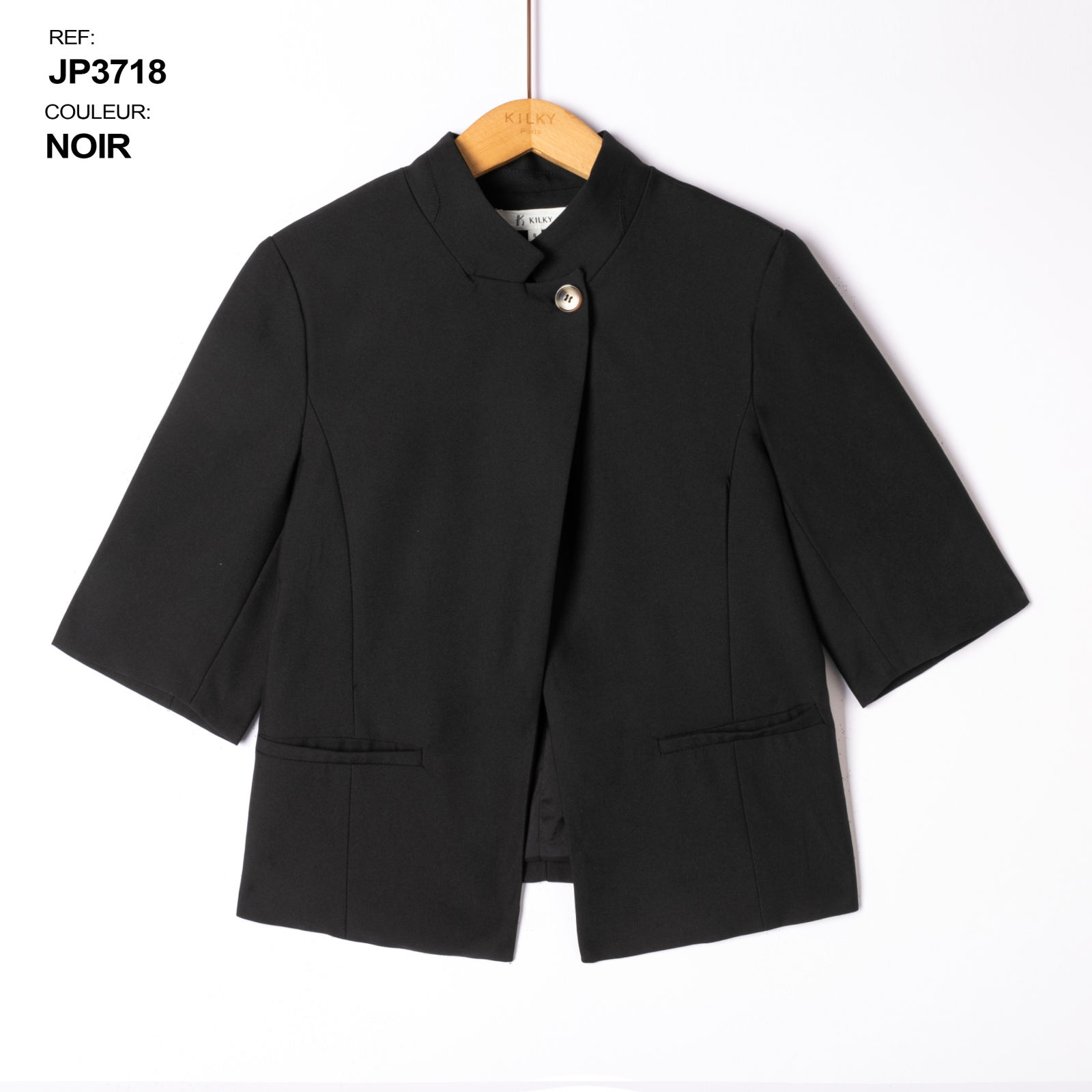 Veste courte col officier - Noir