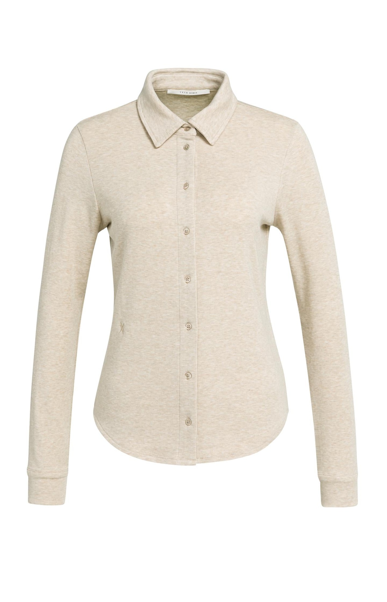 Chemisier en jersey chiné avec col - YAYA - Pure Cashmere Grey Melange