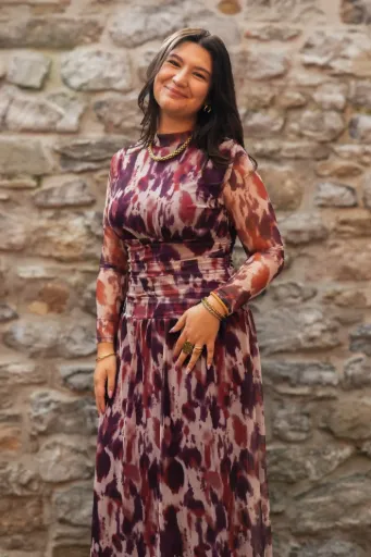 Robe longue imprimée - Mauve