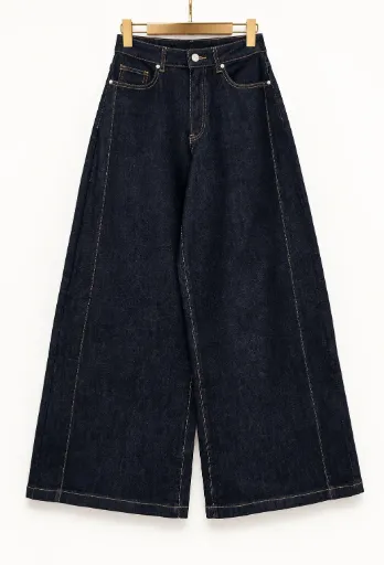Jeans extra wide leg taille haute - bleu brut