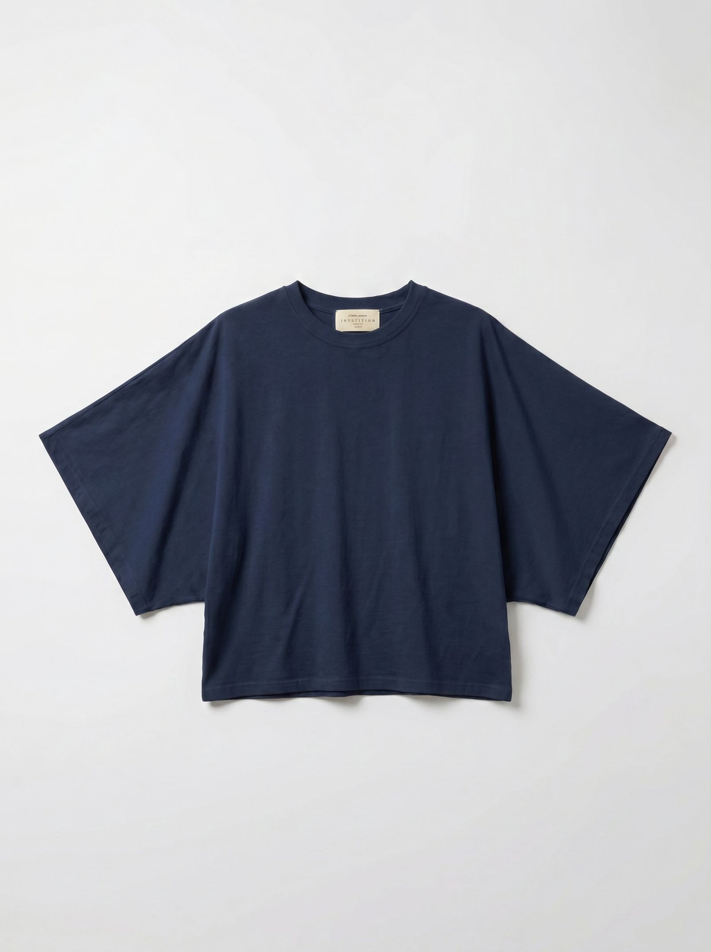 T-shirt en coton manches drapées - bleu nuit