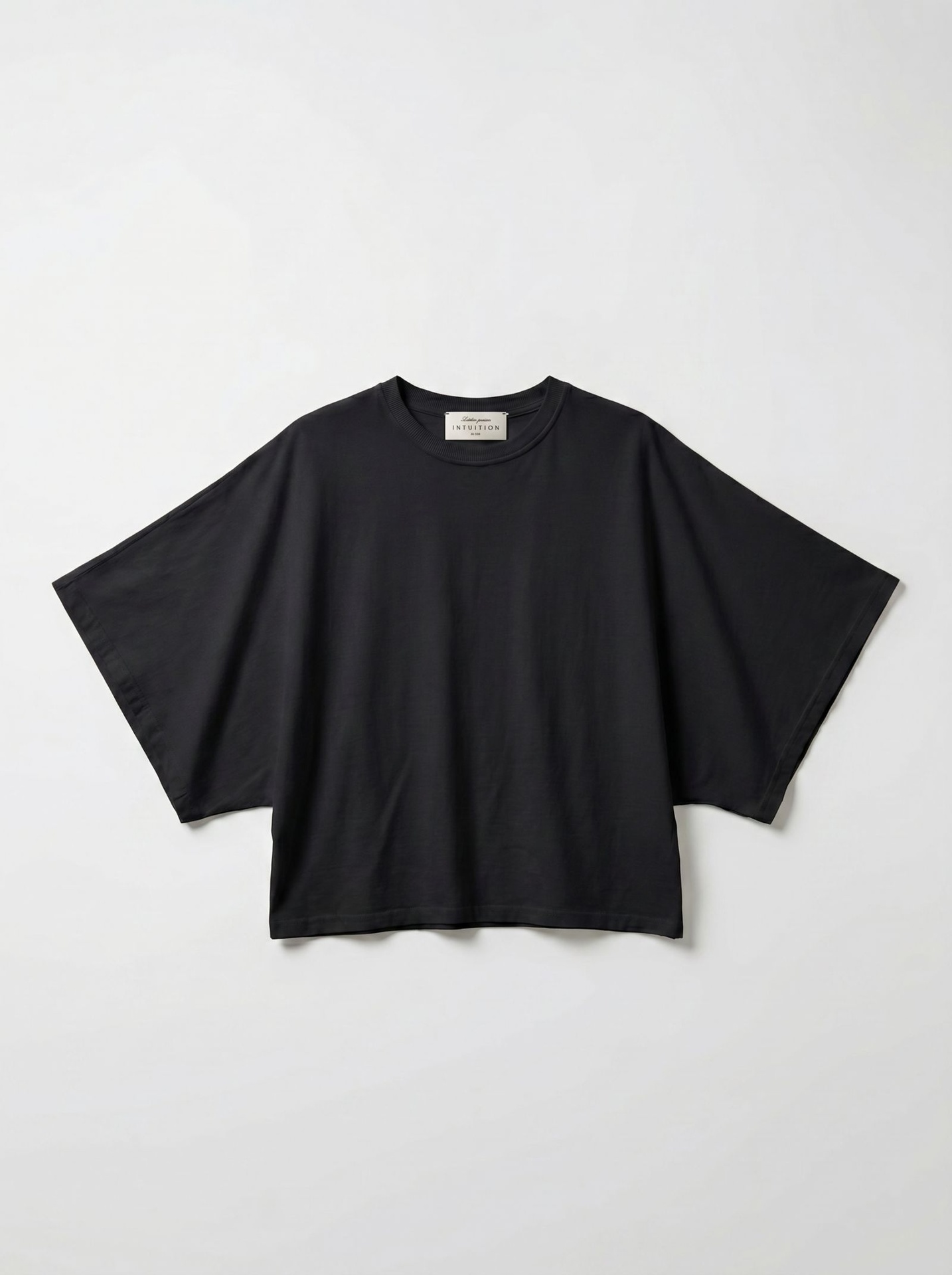 T-shirt en coton manches drapées - noir