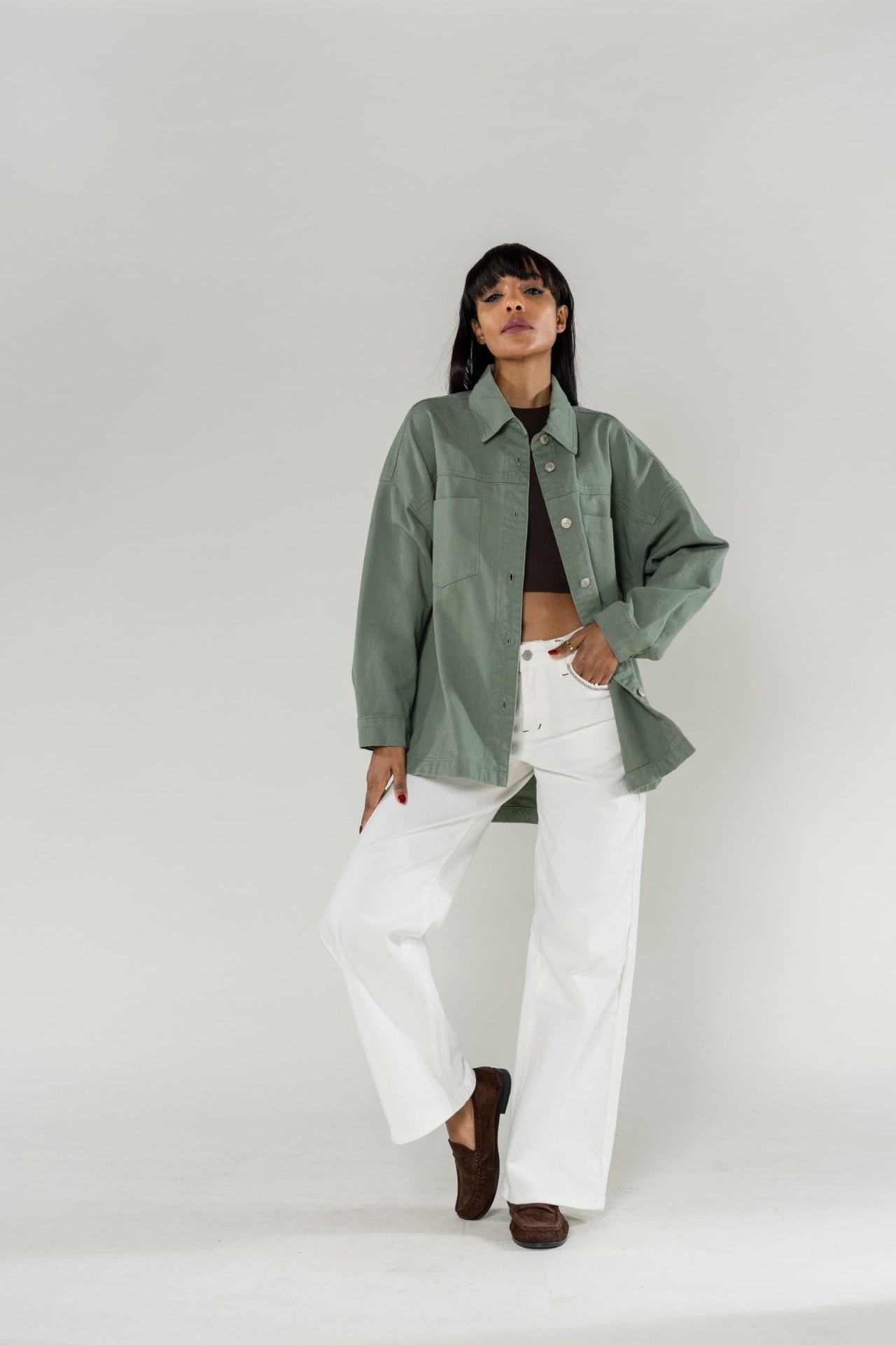 Surchemise en jeans oversized - Max - Kaki