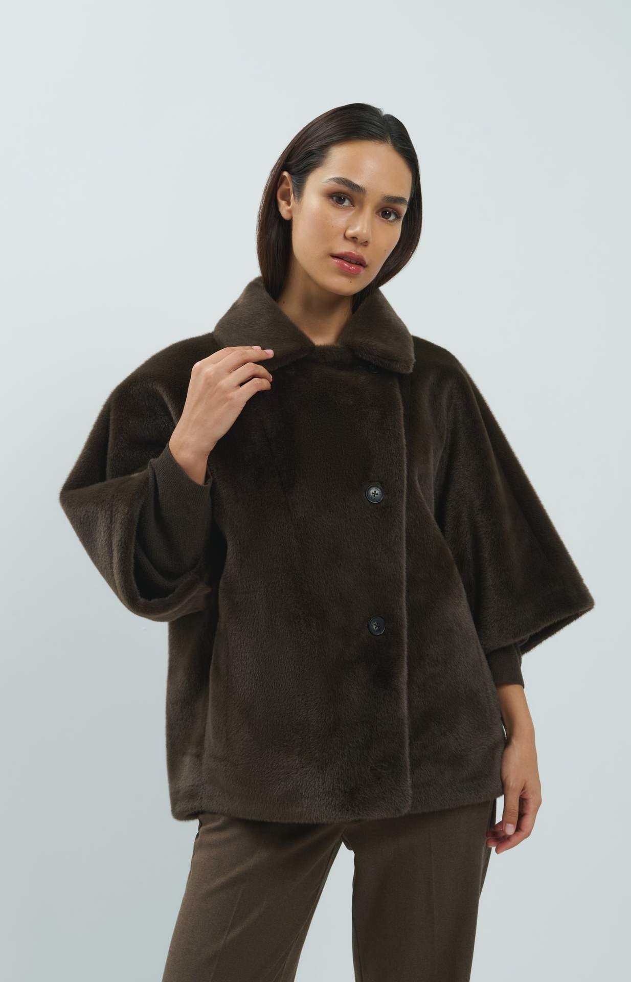 Veste oversize réversible en fausse fourrure - YAYA - Delicioso Brown
