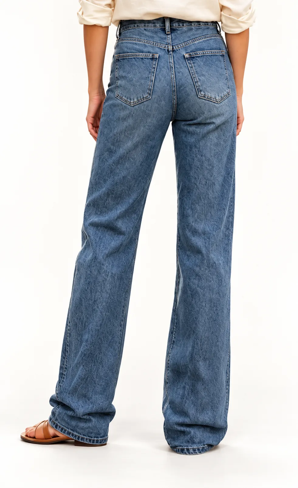 Jeans droit loose extra long - Bleu