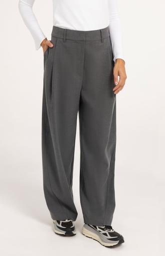 Pantalon coupe ballon à pinces - YAYA - Medium Grey Melange