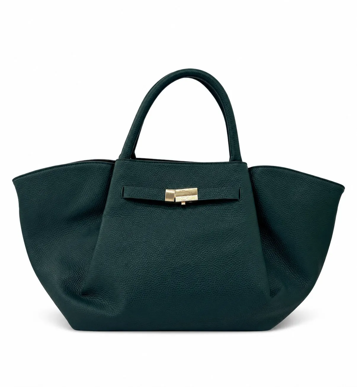 Sac à main cabas grainé à fermoir - Vert