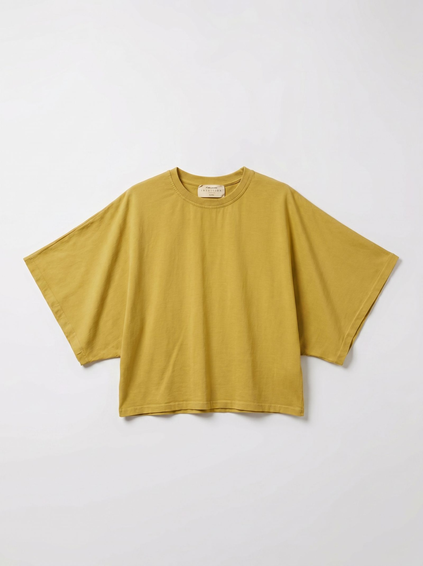 T-shirt en coton manches drapées - Olive doré