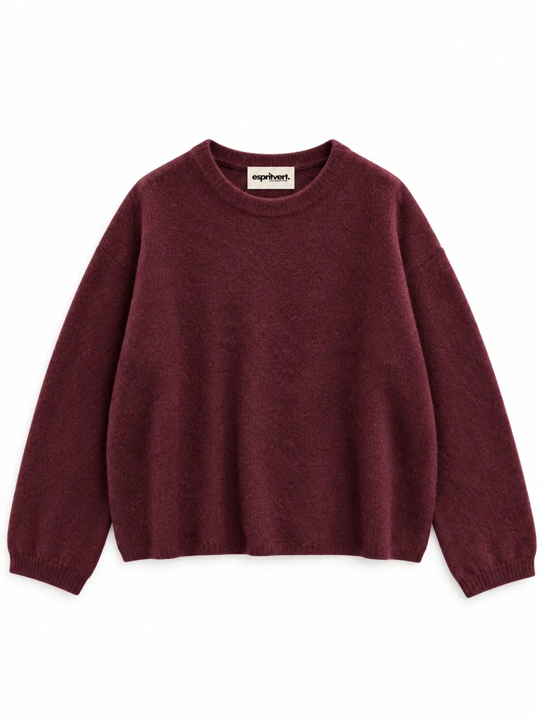 Pull col rond en maille angora - Bordeaux