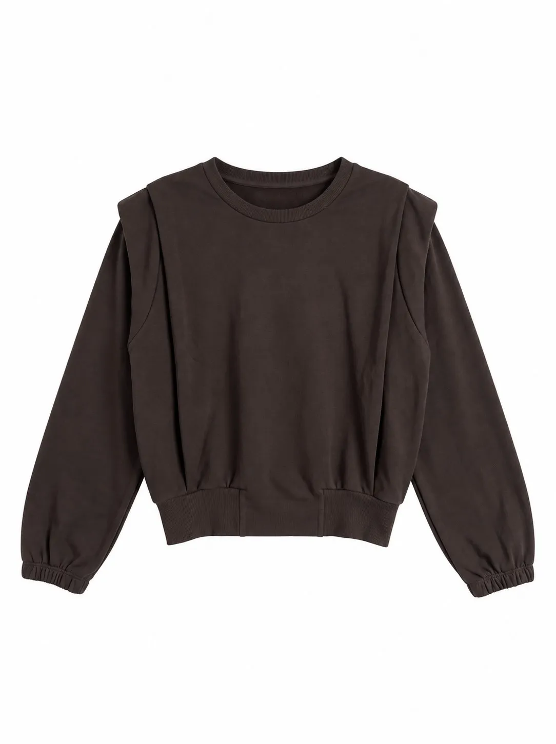 Sweat à pinces épaulettes - Brun foncé