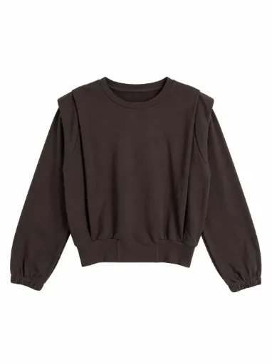 Sweat à pinces épaulettes - Brun foncé
