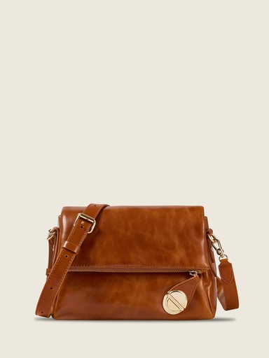 Sac bandoulière Paul Marius Bernadette Pochette en cuir vernis cognac