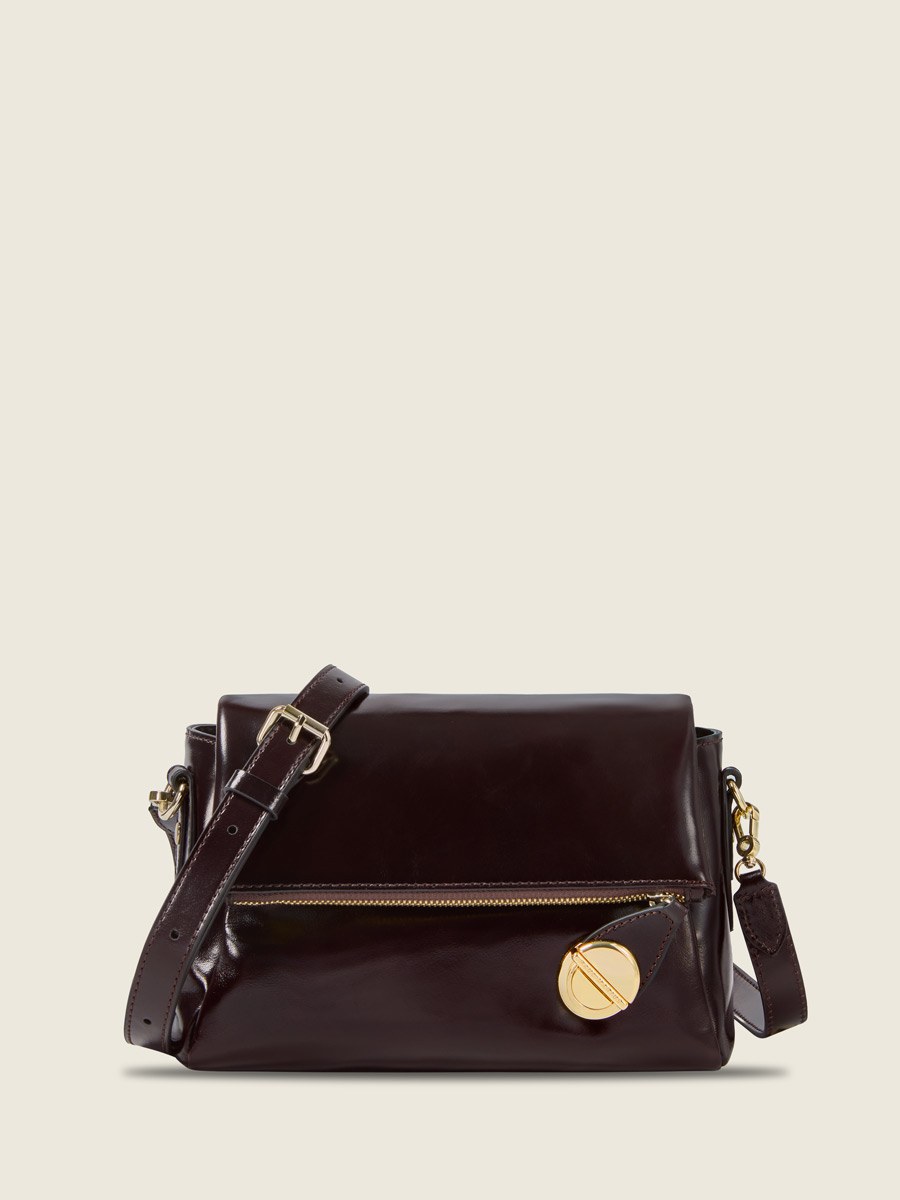 Sac bandoulière Paul Marius Bernadette Pochette en cuir vernis aubergine