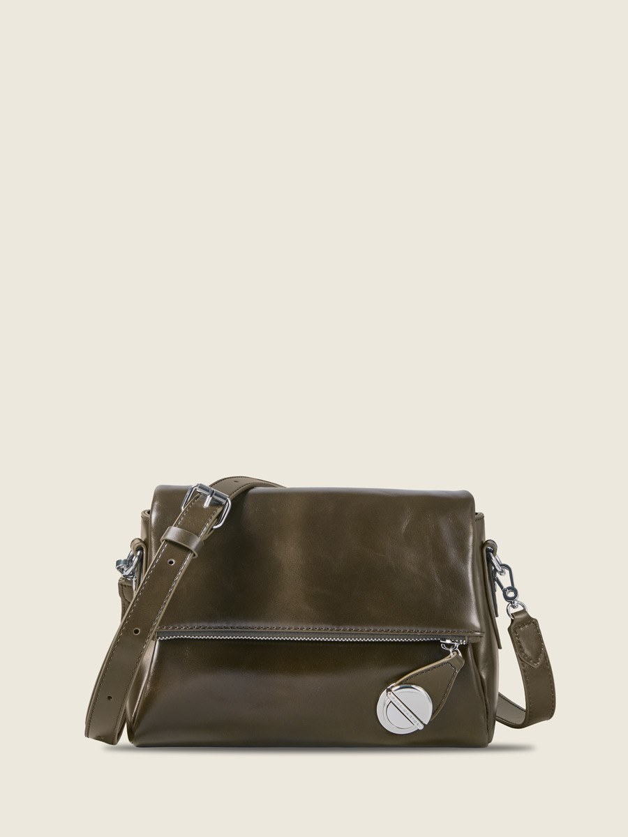 Sac bandoulière Paul Marius Bernadette Pochette en cuir vernis vert kaki