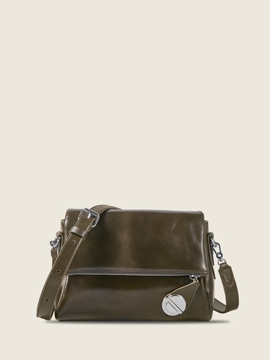 Sac bandoulière Paul Marius Bernadette Pochette en cuir vernis vert kaki